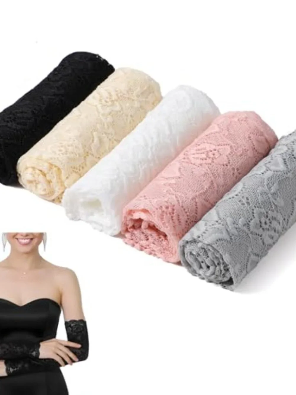 Lace Arm Sleeves for Women Fingerless Gloves Elbow Length Cover